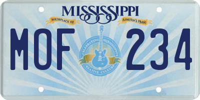 MS license plate MOF234