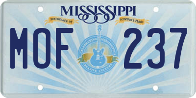 MS license plate MOF237