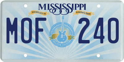 MS license plate MOF240