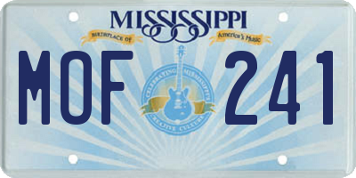 MS license plate MOF241