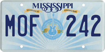 MS license plate MOF242