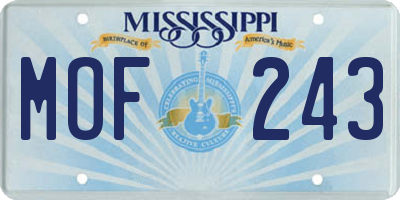 MS license plate MOF243