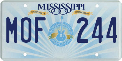 MS license plate MOF244