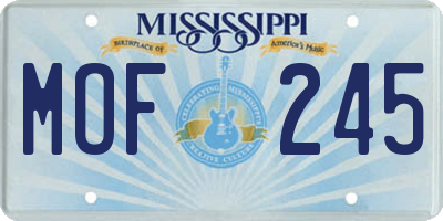 MS license plate MOF245