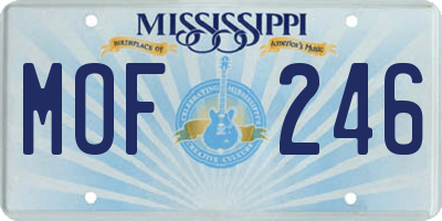 MS license plate MOF246