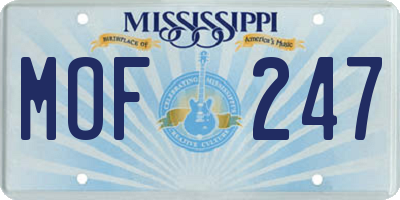 MS license plate MOF247