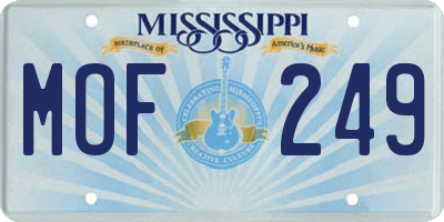 MS license plate MOF249