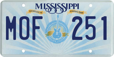 MS license plate MOF251