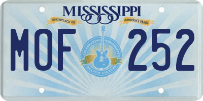 MS license plate MOF252