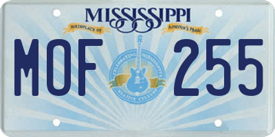 MS license plate MOF255