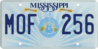MS license plate MOF256