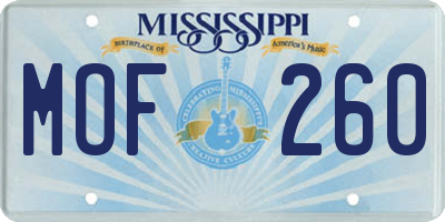 MS license plate MOF260