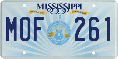 MS license plate MOF261