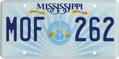 MS license plate MOF262