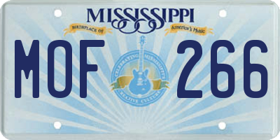 MS license plate MOF266