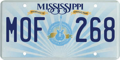 MS license plate MOF268