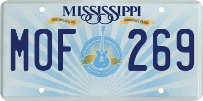 MS license plate MOF269