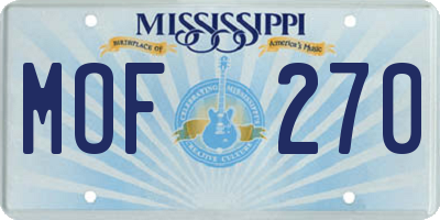 MS license plate MOF270