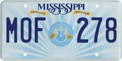 MS license plate MOF278