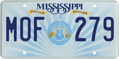 MS license plate MOF279