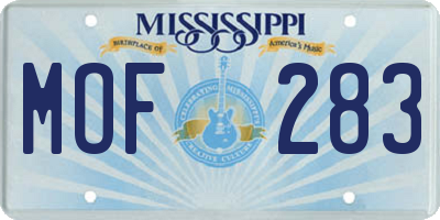 MS license plate MOF283