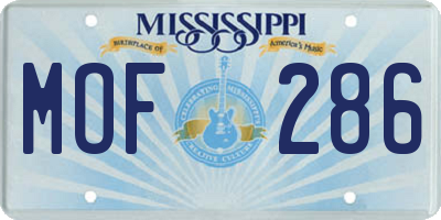 MS license plate MOF286