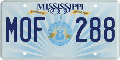 MS license plate MOF288