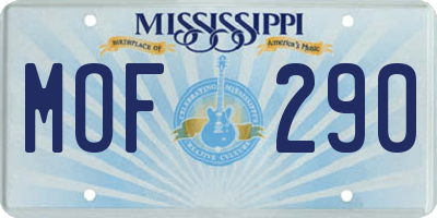 MS license plate MOF290