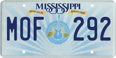 MS license plate MOF292