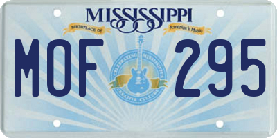 MS license plate MOF295