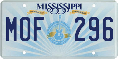 MS license plate MOF296