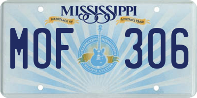 MS license plate MOF306