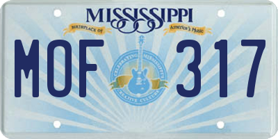 MS license plate MOF317