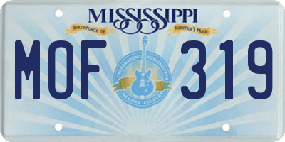 MS license plate MOF319