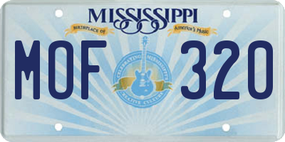 MS license plate MOF320