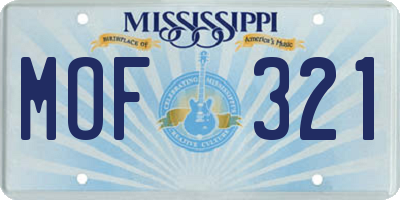 MS license plate MOF321