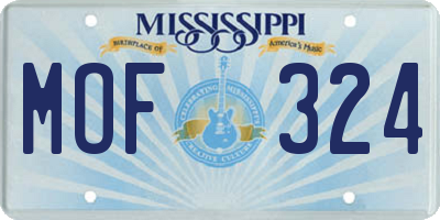 MS license plate MOF324
