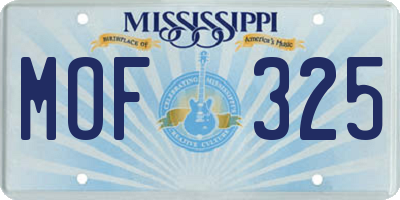 MS license plate MOF325