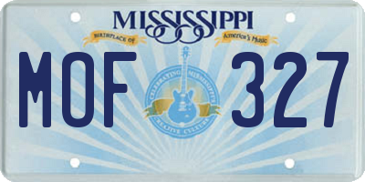 MS license plate MOF327