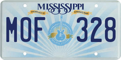 MS license plate MOF328