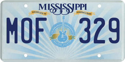 MS license plate MOF329