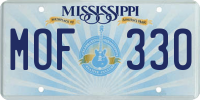 MS license plate MOF330