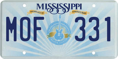 MS license plate MOF331