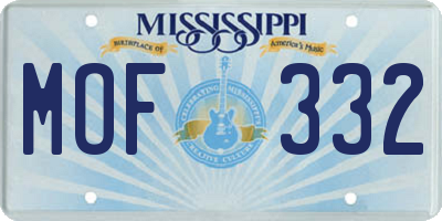 MS license plate MOF332