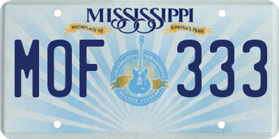 MS license plate MOF333