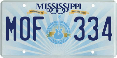 MS license plate MOF334