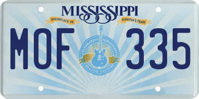 MS license plate MOF335