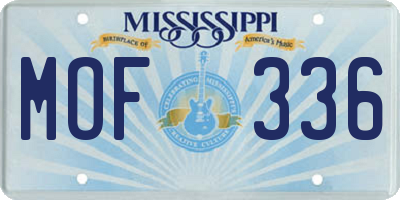 MS license plate MOF336