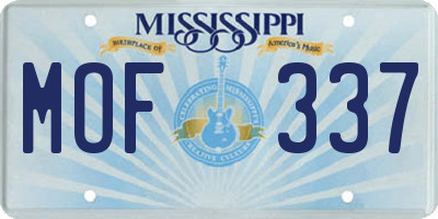 MS license plate MOF337
