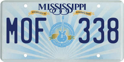 MS license plate MOF338